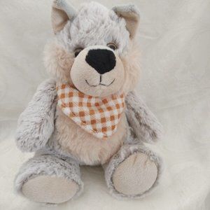dollibu Sitting Wolf Very Soft Cuddle Stuffed Animal W/Bandana 8"plush Exe. Con.